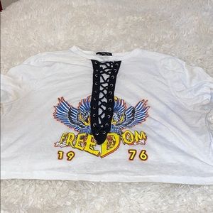 White freedom 1976 tee v cut worn once